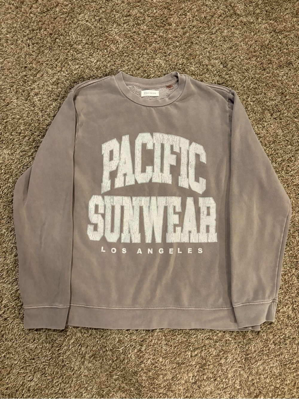 Pacific Sunwear Taupe Crewneck Sweatshirt with White Logo